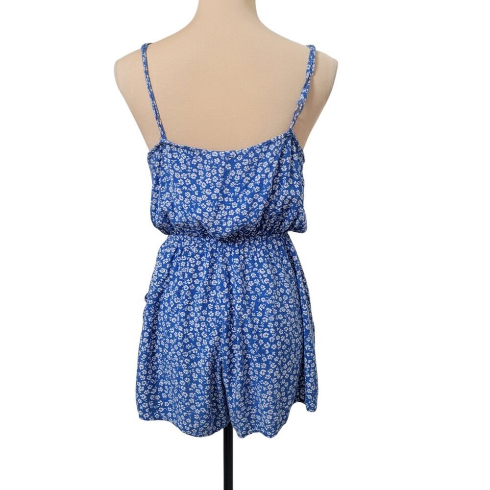 H&M DIvided Size M Blue White Floral Halter Top Shorts Romper, Exc. Used Cond. - Picture 3 of 13